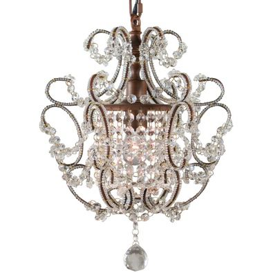 An intricate crystal chandelier.