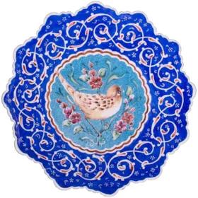 بشقاب مسی میناکاری شده اثر صالحی زاده طرح 1 قطر 16 سانتی متر