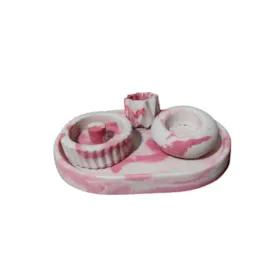 ست 4 تکه جاشمعی و جاعودی بتنی مدل ابر و بادی