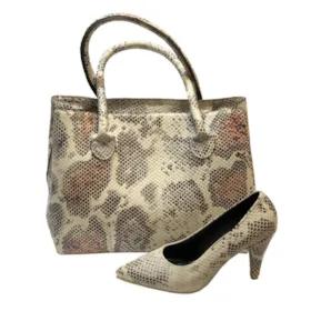ست کیف و کفش زنانه طرح پوست مار کد T02