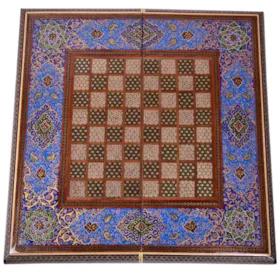 صفحه شطرنج خاتم کاری طرح گلستان کد GHA