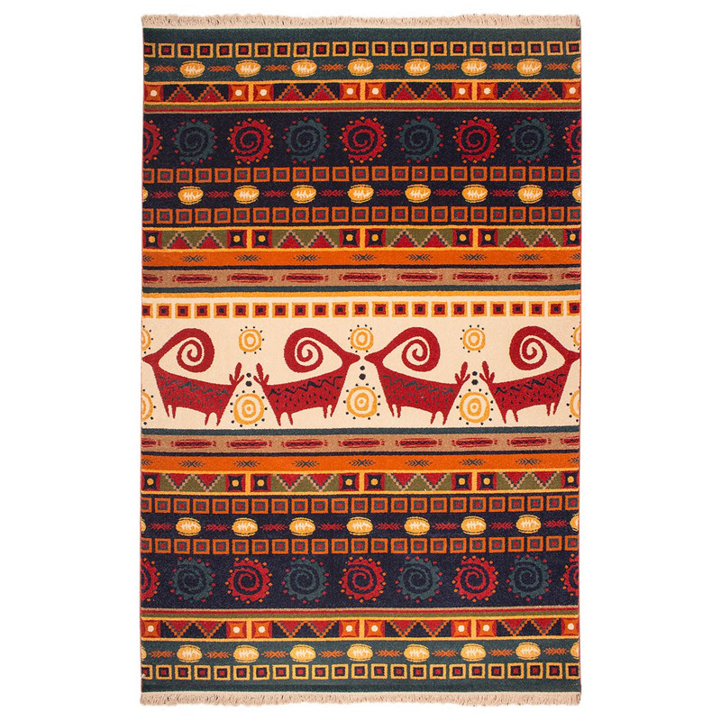 فرش ماشینی ساوین طرح شیوا کد FSM49 زمینه سرمه‌ ای