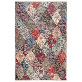 فرش ماشینی محتشم طرح چهل تکه کد 100509 زمینه لاکی