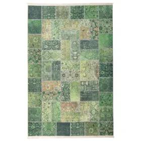 فرش ماشینی محتشم طرح چهل تکه کد 100511 زمینه سبز