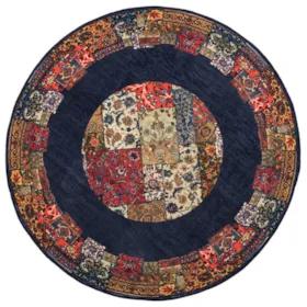 فرش ماشینی محتشم مدل چهل تکه کد 100510 زمینه سرمه ای