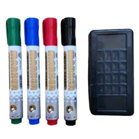 ماژیک وایت برد مدل MS بسته 4 عددی به همراه تخته پاک کن