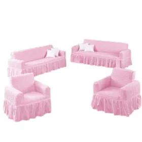 کاور مبل 7 نفره کتان استرچ کالای خواب شمیم مدل Pembe