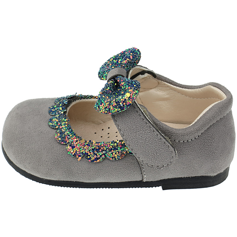 کفش دخترانه مدل سوئیت پاپیونی رنگ طوسی