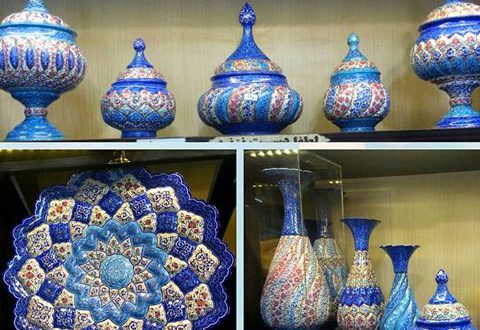 قیمت و خرید ظروف مینا کاری (بشقاب مینا کاری، گلدان مینا کاری...)